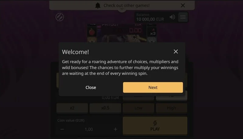 Lion Zama Fruits Bonus Spins - aktiivinen pelisessio klassisten hedelmäsymboleiden ja 777 kanssa